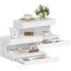 Hzuaneri Comodino Sospeso Set di 2, Comodino con Mensola a Parete e Vassoio Scorrevole, Moderno, per Camera da Letto, Soggiorno, 30 x 40 x 20 cm, Bianco NS51203X