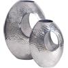 WOHNLING Set di 2 vasi decorativi in alluminio color argento con maniglia per il trasporto, vaso per fiori, vaso decorativo in alluminio, realizzato a mano