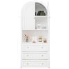 Azkoeesy Libreria, Armadio e Credenza con 3 Cassetti, Design ad Archi 180x70x35 cm, Maniglie Dorate, Adatto per Cucina, Sala da Pranzo e Camera da Letto, bianco
