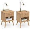 IDMarket - Set di 2 comodini a 1 cassetto Juliette con doghe in Legno Color Rovere