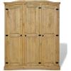 Homgoday Armadio multiuso, armadio in legno massello, armadio, camera da letto a 3 ante, in legno di pino messicano, stile corona 151,6 x 52 x 170 cm, marrone