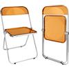 homewell Sedie pieghevoli in acrilico, sedie da pranzo moderne in Pet, pieghevole, portatile, struttura in acciaio metallica, carico 150 kg, esterno o interno (giallo)
