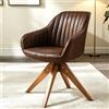 Zouron sedie da pranzo,sedie da ufficio per la casa, poltrone da salotto（Rotazione a 360°）,Ergonomia,Marrone（ecopelle + legno）,Una sedia