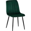 CLP Sedia Dijon In Velluto O Tessuto I Fodera Imbottita E Decorata Con Cuciture Ornamentali I Design Elegante E Moderno, Colore:verde, Materiale:Velluto