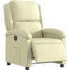 vidaXL Poltrona Reclinabile Elettrica Crema in Vera Pelle