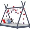 vidaXL Giroletto per Bambini a Doghe Design Casetta Decorativo Robusto Struttura Telaio Letto Arredi Cameretta 70x140 cm Grigio Legno Massello di Pino