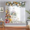 Odot Natale Tende Semi Trasparenti per Interni, Stampa 3D Tenda Voile con Tasca per Asta Tenda Filtranti Finestra 2 Pannelli Tende Camera da Letto Moderna (W 100 x H 130cm,Regalo di Natale A)