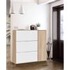 CAESAROO Scarpiera doppia profondità 115 cm Bianco opaco e Rovere Canadese con 3 ribalte e 1 anta - Rovere e Bianco