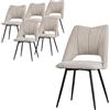 ML DESIGN modern living ML-Design Set di 6 Sedie per Sala da Pranzo Beige Seduta in Poliestere con Gambe in Metallo Nero Poltrona da Cucina con Schienale da Soggiorno Sedie Imbottite per Ufficio Poltrone