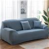 Hiseng Tinta Unita Copridivano 1 2 3 4 Posti, Copridivano Elasticizzato, Universale Copridivano con 2 Federe Spandex Antiscivolo Copri Divano (Blu Grigio,3 posti)