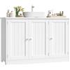 FOREHILL Largo 90 cm Mobile Sottolavabo per Bagno, Mobiletto Bagno con 3 Ante, Mobile Sottolavabo Grande a Ripiani Regolabili e Rimovibili, Scanalatura a Forma di U, 90x30x61.8 cm, Bianco