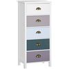 HOMCOM Cassettiera Camera da Letto 5 Cassetti 45x30x95.4 cm Multicolore
