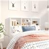 Keyroto Testiera Letto con Contenitore Singolo 120 cm in Legno con Scompartimento - Bianco - 120x19x103,5 cm