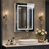 Poeahu Armadietto bagno con specchio e illuminazione, porta semplice, 70x50x15, specchio con ripiano regolabile, temperatura colore regolabile, interruttore con sensore touch, bianco (Bianco(70), 70x50x15)