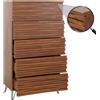 Mendler Cassettiera HWC-M49, credenza alta mobile, design 3D 5 cassetti legno massiccio mango metallo 145x80x44cm - color noce