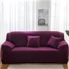 Odot Copridivano 4/3/2/1 Posti Poliestere Colore Scuro, Copridivano Elasticizzato Universale, Copri Divano AntiGraffio, Copri Divano con Braccioli, Fodera Divano Antiscivolo (3 posti,Viola)