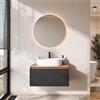 Planetmöbel Arisa - Set di mobili da bagno, composto da lavandino con mobiletto alla base da 80 cm in oro, rovere nero (con nervature) con specchio NOVA, lavandino da 55 cm bianco, incluso sifone