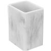Inbagno Bicchiere Porta Spazzolino in Poliresina Effetto Marmo Bianco della Linea Marmo, L 8,5 x P 6,5 x H 10,5 Cm