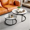 DADEA Set 2 Tavolini Salotto Rotondi, Tavolino Salotto Marmo Staffa Metallica, Set 2 TavoliniSalotto Impilabile, TavolinoSalotto Effetto Marmo, Tavolino Soggiorno Moderno, 80×80×45 cm+60×60×33 cm