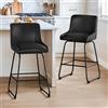 LUE BONA Set di 2 Sgabelli Girevoli 360° con Schienale e Poggiapiedi, 66cm Altezza Bancone, Seduta in Pelle Sintetica, per Cucina e Bar, Nero