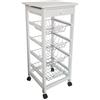 Mueble Gestion Carrello porta frutta e verdure, con 3 cestini e porta bottiglie, dimensione: 37 x 37 x 85 cm bianco