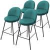 ML DESIGN modern living ML-Design Set di 4 Sgabelli da Bar Verde Petrolio, Rivestimento in Tessuto, A 75 cm, Struttura in Metallo, con Schienale e Poggiapiedi, Sedia Alta Imbottita da Cucina, Sgabello da Bistrot o Bancone