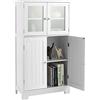 KOMFOTTEU Colonna da Bagno con 2 Armadio a Porta, Mobile da Bagno con 1 Ripiano Regolabile, Armadio per Soggiorno, WC, Camera da Letto, Cucina, 60 x 30 x 109 cm, Bianco