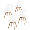 Generico Import Trade - Set di 4 Sedie Sala da Pranzo, Sedie da Cucina con Gambe in Legno di faggio, Sedia elegante in polipropilene con seduta comoda imbottita, Resistente e facile da pulire (Bianco)
