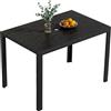Clevich Tavolo da pranzo da giardino con foro per ombrellone, 110 x 70 x 73 cm, resistente alle intemperie, con piano a doghe in WPC, telaio in alluminio, tavolo rettangolare per balcone/cortile