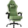 HOTOSYCH Sedia da Gaming Ergonomica con Molle Insacchettate e Poggiapiedi, Sedia Gamer con Supporto Lombare Regolabile, Sedie da Ufficio Schienale Regolabile 90-135°, Portata 150 Kg (Verde lime)