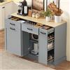 Huayz Credenza da cucina con piano di lavoro, armadio a buffet, 2 ante, 4 cassetti, ripiani regolabili, con scomparto per rifiuti e portaspezie esterno, buffet da cucina per soggiorno, sala da pranzo