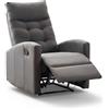 Marvin Poltrona Relax Reclinabile Manuale con Poggiapiedi Solena, Schienale Regolabile Seduta Ergonomica in Tessuto per Arredo Salotto, Soggiorno e Ufficio (Grigio)