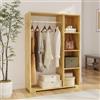 [en.casa] Armadietto Aperto per Guardaroba 126x90x30 cm Effetto Rovere | Mobile Basso Organizzatore con Scomparti e Barra Asta Porta Abiti Stand Vano Appendiabiti Camera da Letto Ingresso