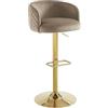 Vente-unique - Sgabello da Bar Perlanita - L 54.5cm x P 52.5cm x H 105.5cm - Velluto - Beige