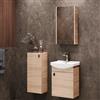 Planetmöbel Set di mobili da bagno lavabo con mobiletto 45 x 60 x 33 cm con armadietto a specchio 40 cm e armadio midi per WC ospiti, rovere Sonoma