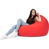 chilly pilley Pouf A Sacco Con Riempimento Di Perline In Eps Pouf Gigante A Sacco Per Interni Ed Esterni Multifunzionale Impermeabilie Per Bambini E Adulti Molti Colori (Rosso, Ø 125 Cm)