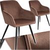 TecTake® Set 2 Sedie Sala da Pranzo Effetto Velluto, Sedie Soggiorno con Morbida Imbottitura, Seduta Ergonomica, Poltrone Velluto Versatili, Sedie Design Moderno - Marrone/Nero