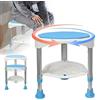 LZQ, sgabello da doccia, 45-57 cm, regolabile in altezza e girevole a 360°, per anziani e donne incinte, ausilio per doccia, antiscivolo, colore: blu