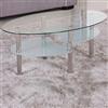Euro Tische tavolino ovale 98x55 cm in vetro di sicurezza trasparente con 2 ripiani in vetro satinato - struttura cromata - vari colori - tavolo da salotto moderno tavolo rotondo tavolo da salotto