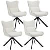 DAYALANE Set di 4 Sedie da Pranzo in Ciniglia Sedie da Cucina Poltroncine Sala da Pranzo Girevoli Sedie da Scrivania senza Ruote con Gambe in Metallo per Soggiorno/Studio/Ufficio, Beige