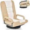 RELAX4LIFE Sedia Gaming da Terra Girevole a 360°, Poltrona Relax con Braccioli, Schienale Reclinabile in 5+2 Posizioni, per Camera da Letto, Ufficio e Soggiorno, Portata di 150 KG (Marrone Chiaro)
