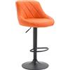 CLP Sgabello Design Imbottito Lazio In Similpelle I Sgabello Girevole Con Poggiapiedi I Sedia Alta Cucina Regolabile 83-104 CM, Colore:arancione, Colore del telaio:nero