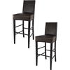 t m c s Tommychairs - Set 2 sgabelli alti moderni modello Luisa per cucina e bar, struttura in legno di faggio color Wengé, Seduta e Schienale Imbottiti e Rivestiti in pelle artificiale colore marrone