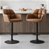 Ya-Home Set di 2 Sgabelli da Bar in Ecopelle Sgabelli Cucina Imbottiti con Schienale Sgabelli Alti Moderni Sedie da Bar Regolabile e Girevole per Cucina Penisola, Marrone