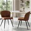 Ya-Home Set di 2 Sedie da Pranzo Sedia da Cucina in Ecopelle Sedie da Salotto con Gambe in Metallo Sedia Imbottite per Sala da Pranzo/Soggiorno, Marrone