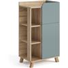 Vicco Mobiletto bagno Karen, Sonoma/blu, 50 x 90 cm con anta e cassetto, adatto per la conservazione di articoli da bagno e asciugamani