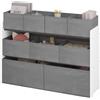 Lestarain Scaffale Portagiochi per Bambini, 9 Scatole Porta Giochi, Mobile Porta Giocattoli per Sala Giochi, Camera da Letto, Bianco+Grigio, 92x30x60/68 cm