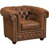 MASSIVMOEBEL24.DE Oxford Poltrona Chesterfield - Stoffa/Marrone - Stile Coloniale 94x86x72