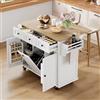 Generisch Isola della cucina indipendente con piano di lavoro pieghevole, mobile da cucina su 5 ruote, con pattumiera, 3 cassetti e 2 ante, per cucina e sala da pranzo (bianco)