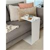D-Segno Tavolino Laterale da Divano in Metallo - Tavolino Salotto Moderno, Design Minimal, Tavolino da letto per pc, Sidetable da lavoro, Made in Italy, dimensioni 38x62x30 cm (Bianco)